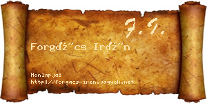 Forgács Irén névjegykártya